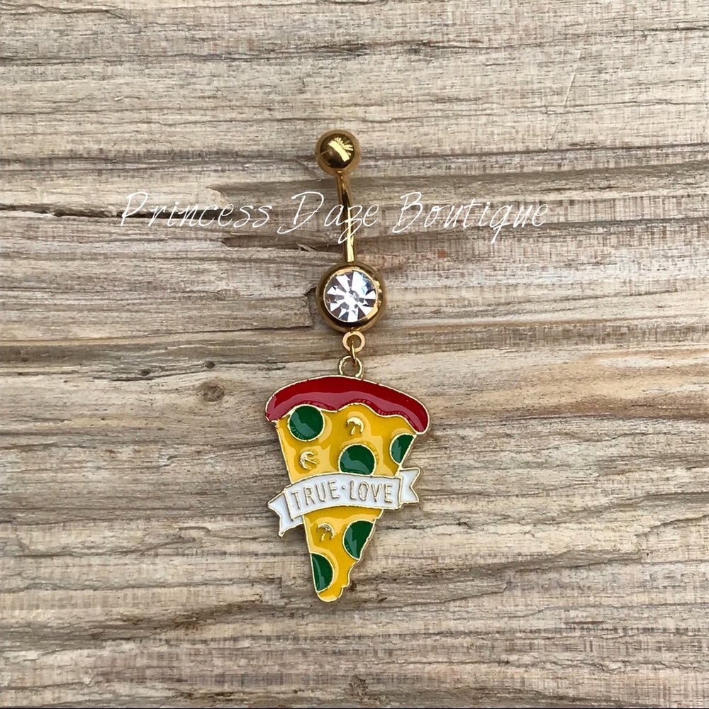 Gold Pizza‎ Belly Button Ring